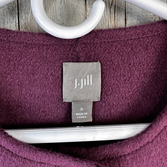 J.Jill Womens Wool Jacket Small Purple Round Neck Angoral Rabbit Blend Button Up - Picture 7 of 10